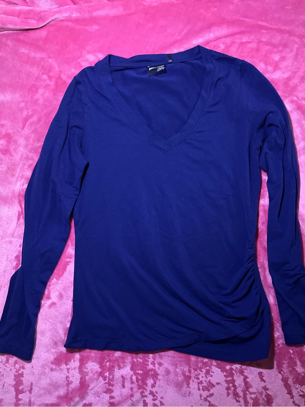 Athleta Deep Blue V-Neck Long Sleeve Top